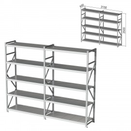 Стеллаж металлический (2 СЕКЦИИ) ПРАКТИК "MS Pro", 2500х3150х600 мм, (КОМПЛЕКТ)