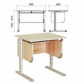 Стол-парта регулируемый "ДЭМИ" СУТ.28, 900х530х530-815 мм, серый/ясень (КОМПЛЕКТ)