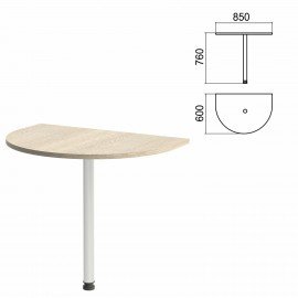 Стол приставной полукруг "Арго", 850х600х760 мм, ясень шимо/опора хром (КОМПЛЕКТ)