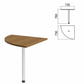 Стол приставной угловой "Арго", 730х730х760 мм, орех/опора хром (КОМПЛЕКТ)