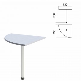 Стол приставной угловой "Арго", 730х730х760 мм, серый/опора хром (КОМПЛЕКТ)