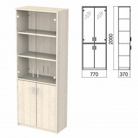 Шкаф закрытый со стеклом "Арго", 770х370х2000 мм, ясень шимо (КОМПЛЕКТ)