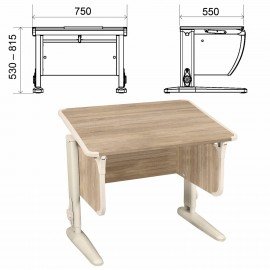 Стол-парта регулируемый "ДЭМИ" СУТ.41, 750х550х530-815 мм, бежевый каркас, пластик бежевый, дуб сонома (КОМПЛЕКТ)