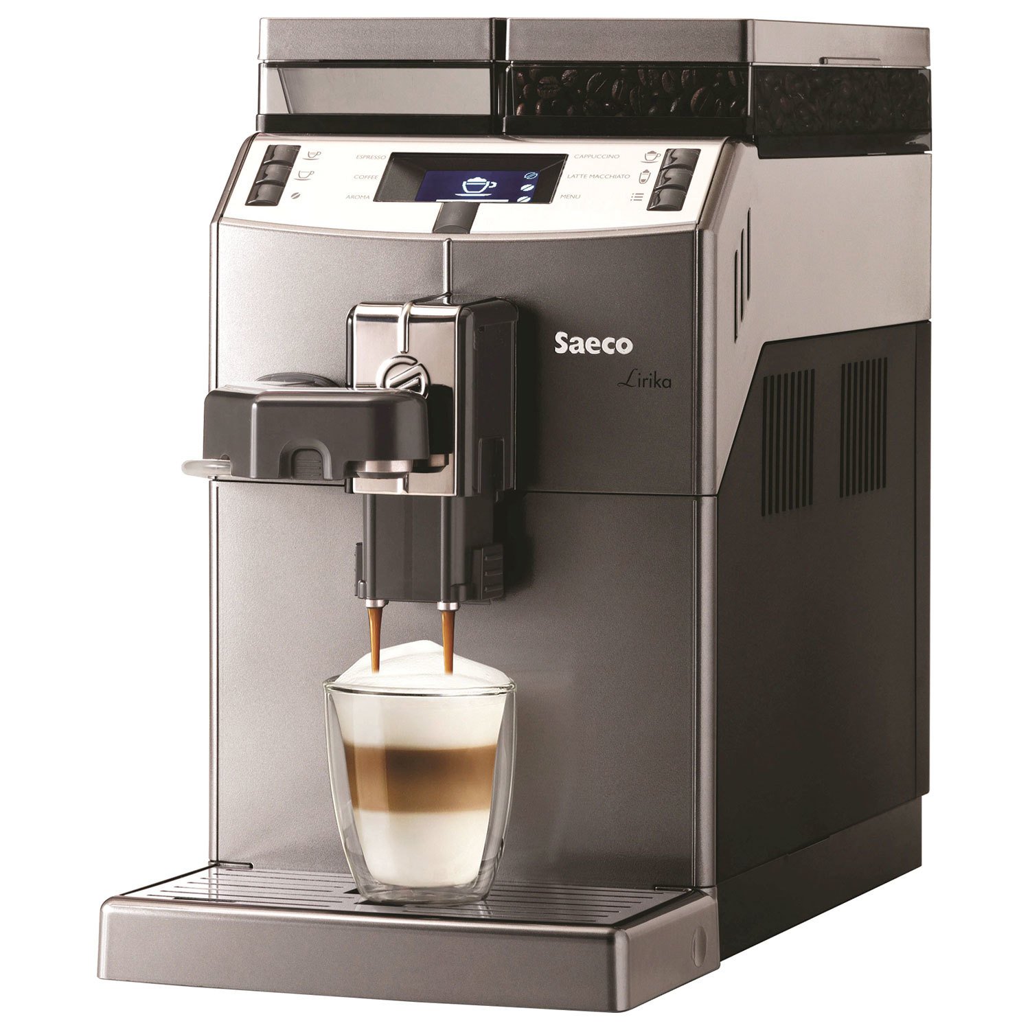 Кофемашина SAECO LIRIKA One Touch Cappuccino, 1850 Вт, объем 2,5 л, емкость  для зерен 500 г, автокапучинатор, серебристая, 10004768