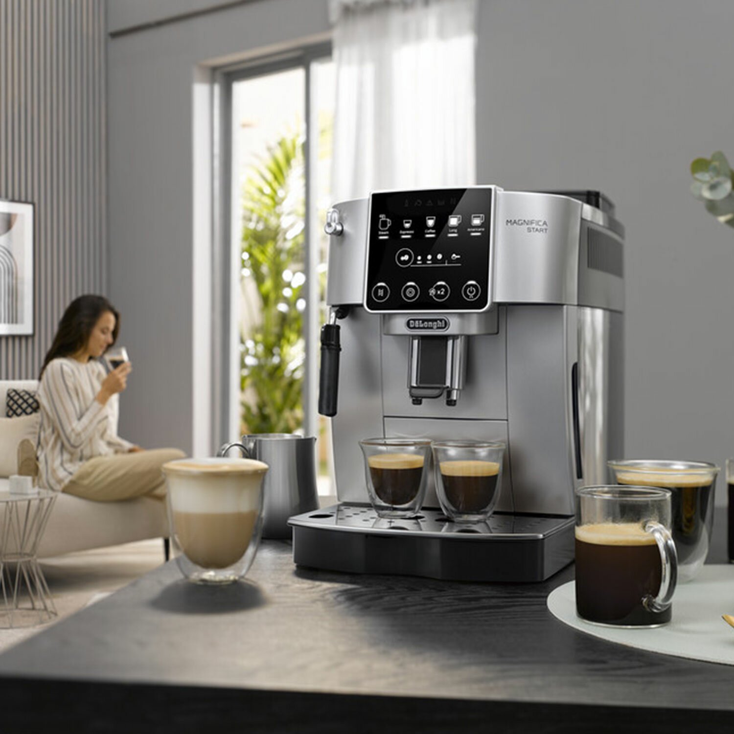 Кофемашина DELONGHI Magnifica Start ECAM220.30.SB, 1450 Вт, объем 1,8 л,  ручной капучинатор, серебристо-черная